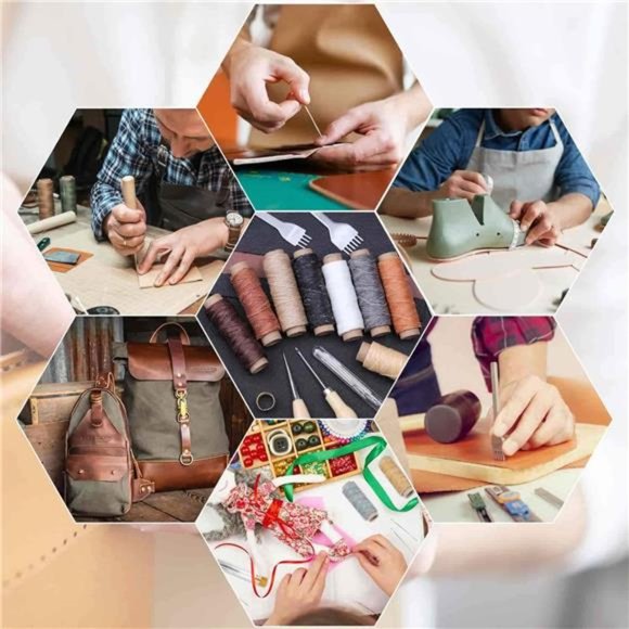 35 Pcs Leather Stitching Pouch Kit with 4mm Prong Sewing Hole Punch, Leather - Picture 7 of 8